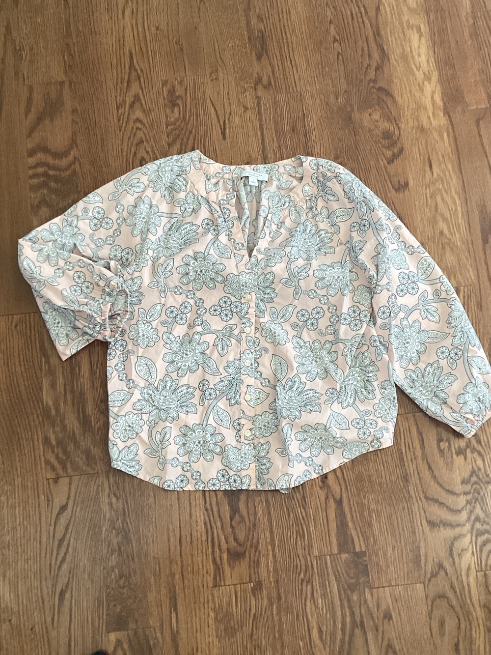 Ann Taylor Pink Floral Peasant Blouse